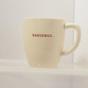 Christmas Rae Dunn BAHUMBUG Mug White Red Letters Holiday Cup New Magenta Coffee